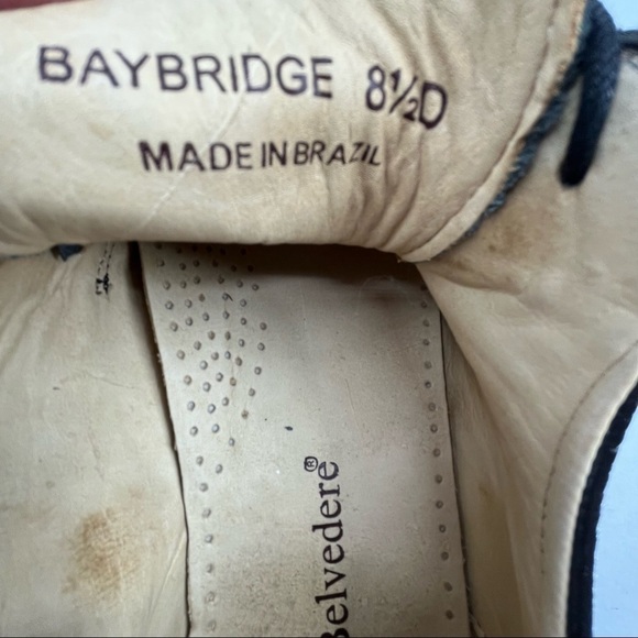 BELVEDERE Mens Baybridge lace up black leather Oxford Dress Shoes Split toe 8.5